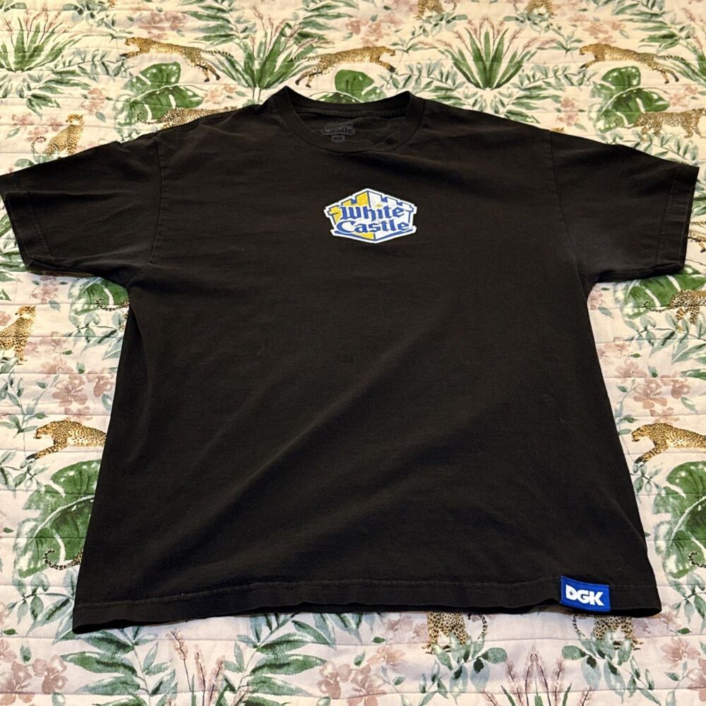 DGK White Castle Shirt Mens Large Black Skateboard Tee Short Sleeve Distressed